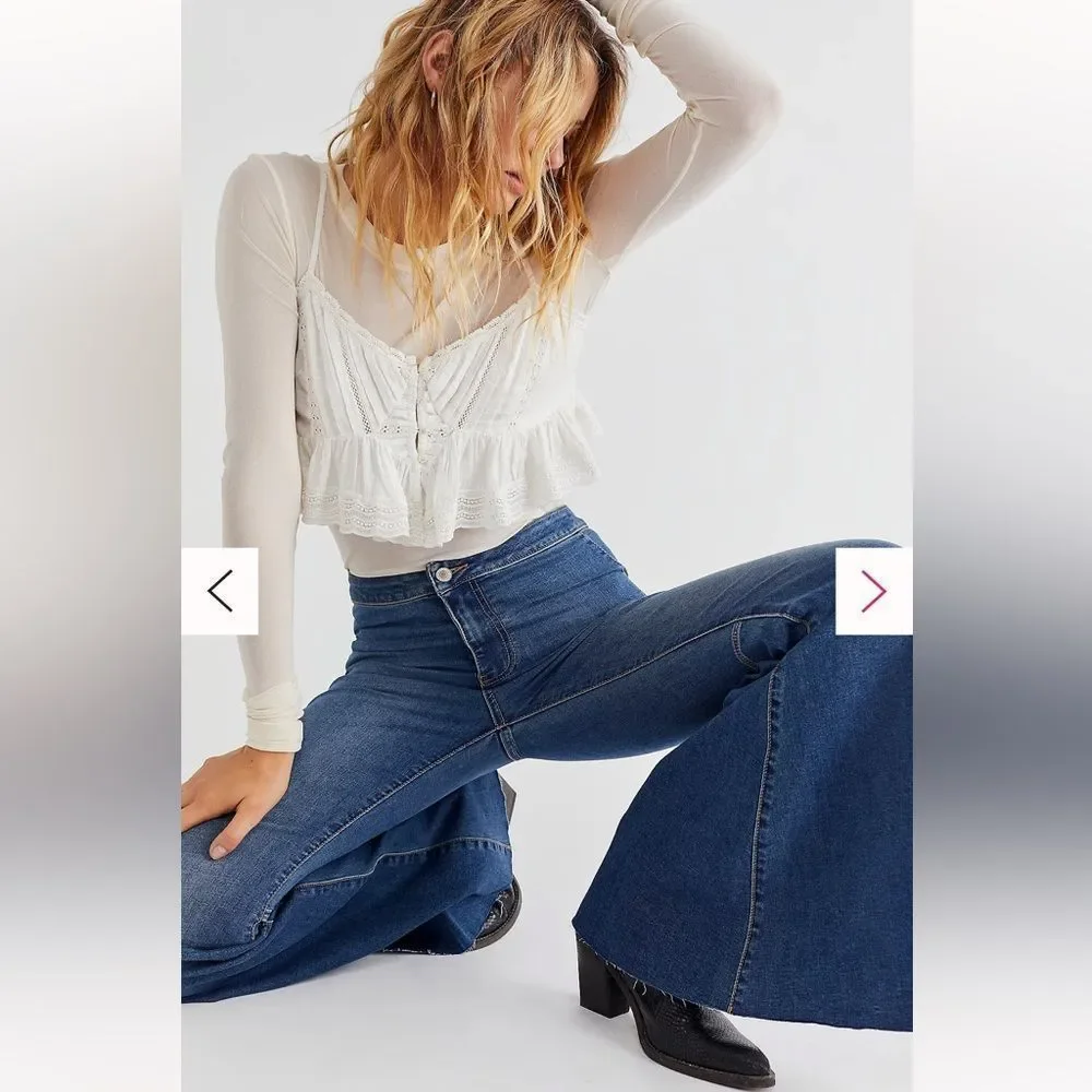 FREE PEOPLE | Just Float On Flare Jeans in Jericho Blue - Picture 2 of 7